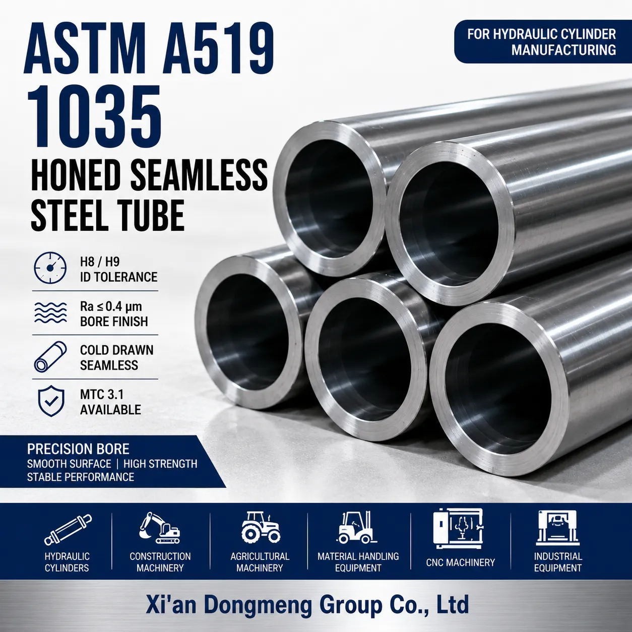 ASTM A519 1035 Ống thép liền mạch được mài dũa cho xi lanh thủy lực